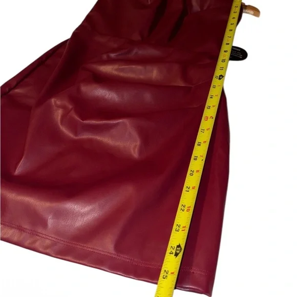 Nookie Leona Mini Dress Faux Leather Structured Bodice Strapless Red Small NWT - Picture 8 of 11